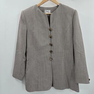 Emily Womens Vtg 90s Old Money Statement Classic Houndstooth Collarless Blazer 8